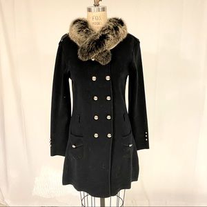 Fur double breasted sweater coat